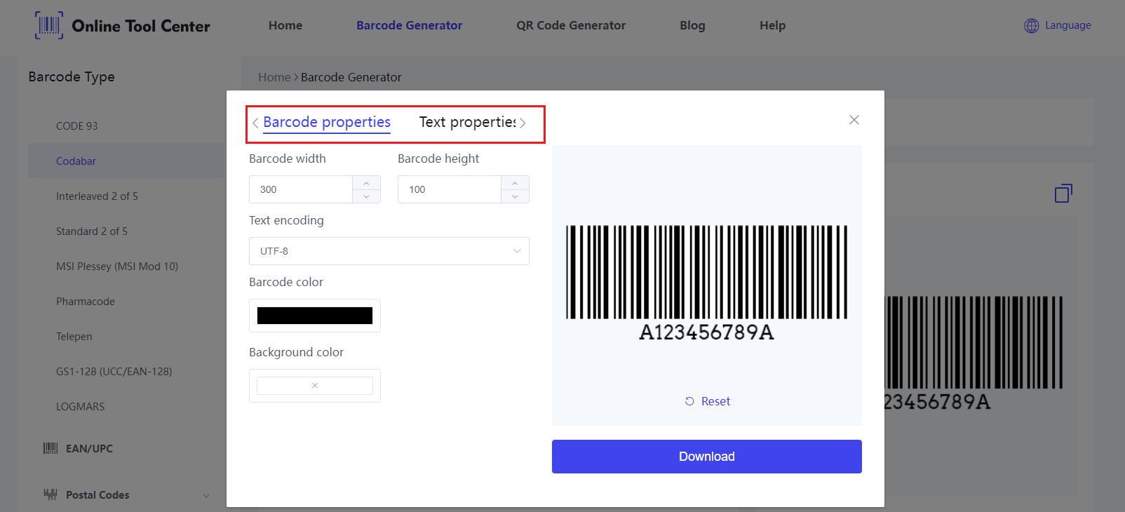 Postavite Codabar Barcode.png