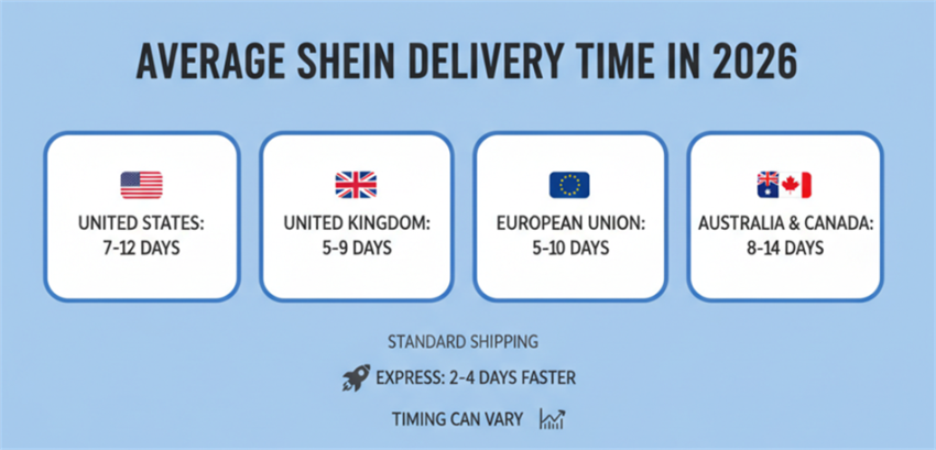 Average Shein Delivery Time in 2026 Prosječno vrijeme isporuke Sheina u 2026.