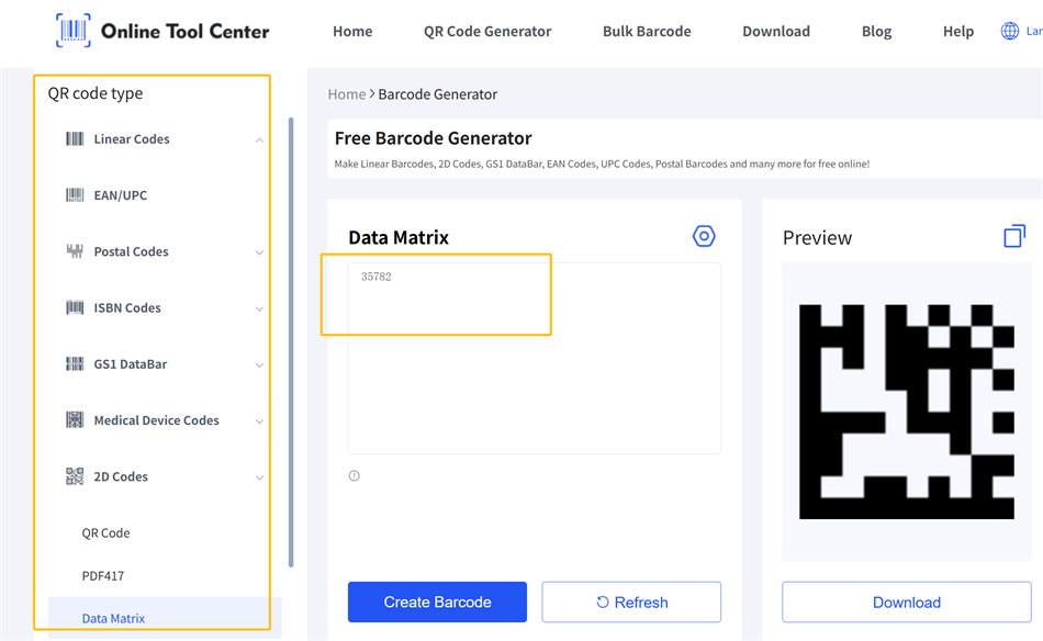 DataMatrix generator koda