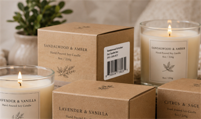 handmade candle with barcode ručno izrađena svijeća s barkodom