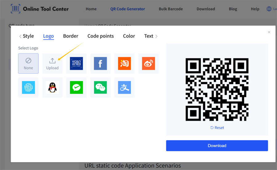 učitavanje logotipa u generator qr koda