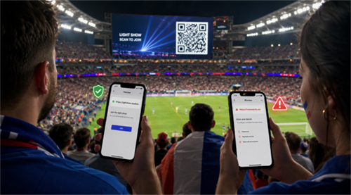 scan qr code at a world cup match skeniranje QR koda na utakmici Svjetskog prvenstva