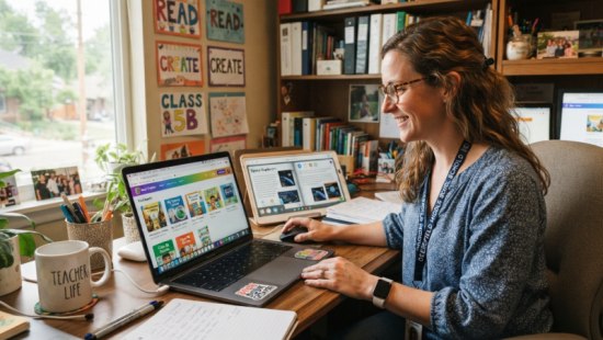teacher using book creator tool učitelj koristeći alat za stvaranje knjiga